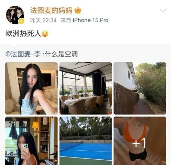 李咏遗孀哈文母女吐槽欧洲热 反讽“什么是空调”