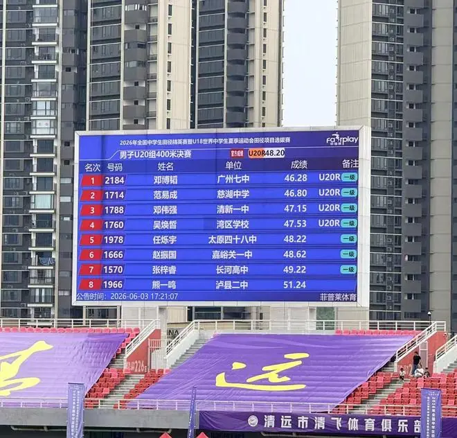 46秒28！广州七中健儿获全国冠军并破赛会纪录