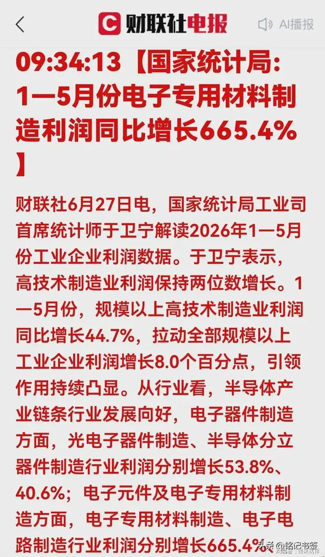 重磅利好来袭！暴增665.4%！电子材料赛道超高景气，投资正当时