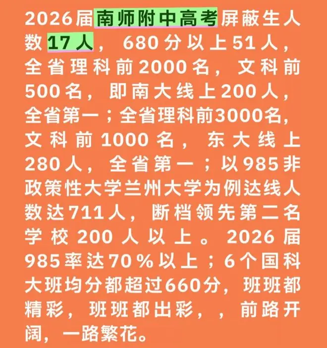 南京究竟考的怎么样？屏蔽生有多少？