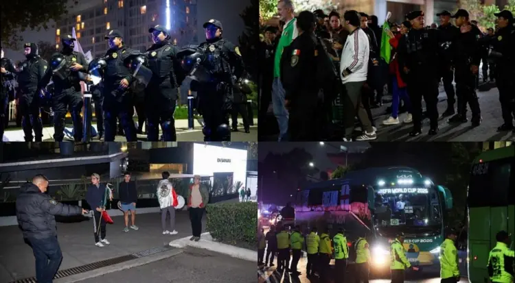 TA：墨西哥球迷在英格兰队下榻酒店干扰，警方设置了两道警戒线