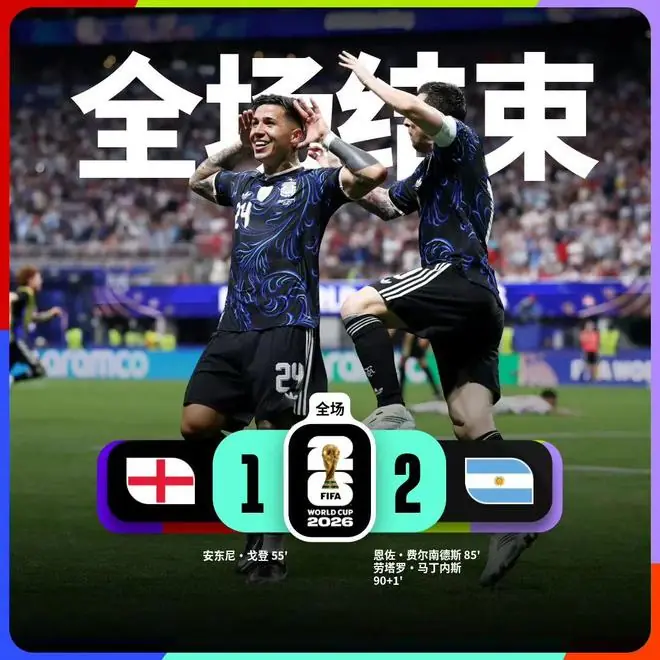淘汰英格兰队！阿根廷队将与西班牙队争夺2026年美加墨世界杯冠军！