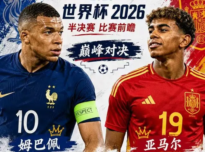 法国PK西班牙！世界杯半决赛：姆巴佩打进关键球，亚马尔恐遭严防