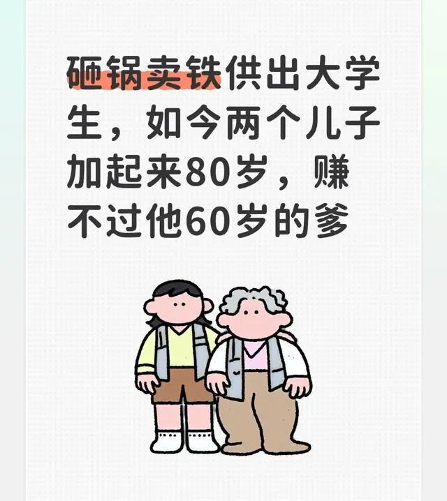 砸锅卖铁供出大学生，如今两个儿子加起来80岁，赚不过他60岁的爹