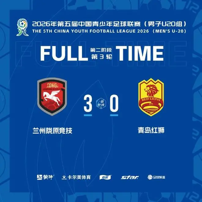官方：红狮U20因超龄球员使用违规，被判0-3负于兰州U20