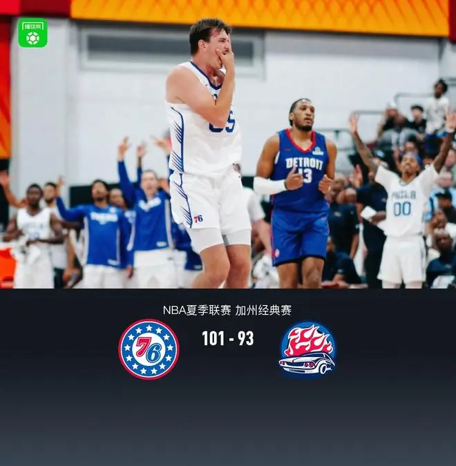 76人101-93活塞，马多克斯21分，布鲁姆19+13，艾萨克-琼斯22分